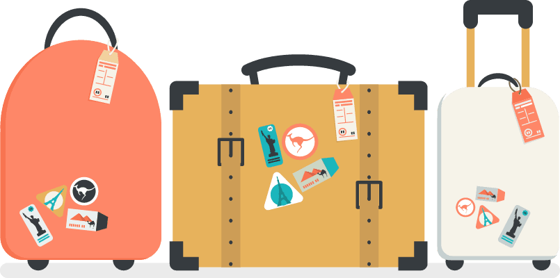 Illustration de trois valises de voyage