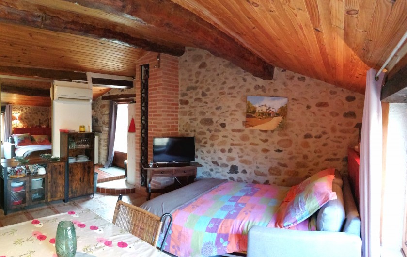 Location de vacances - Gîte à Eus - Lit convertible dans le salon gîte Rose