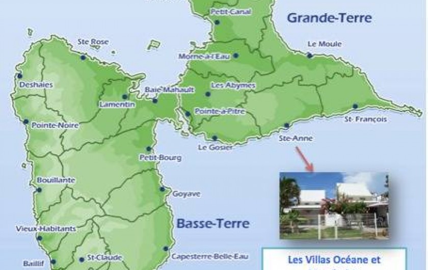 Location de vacances - Maison - Villa à Sainte-Anne - Localisation des Villas
