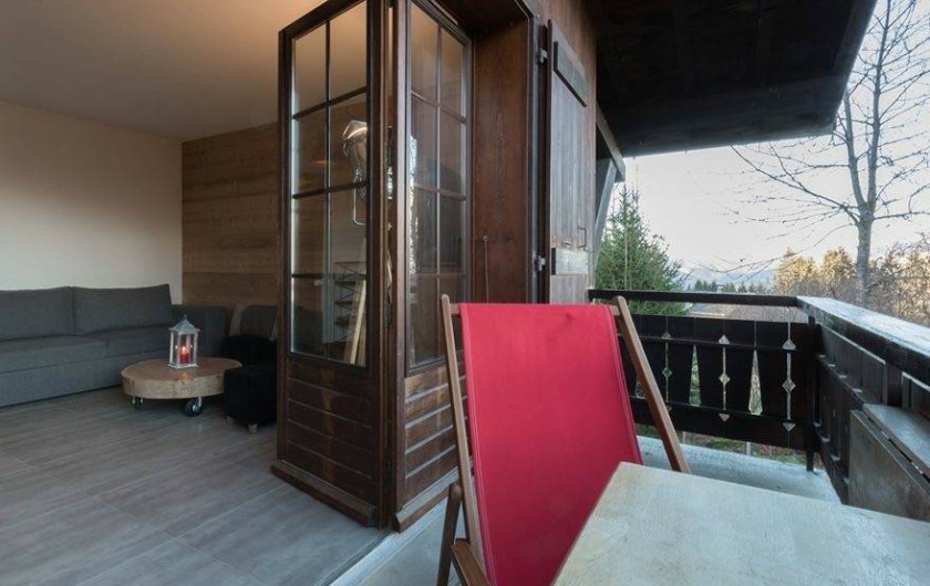 Location de vacances - Appartement à Combloux - balcon avec vue sur le Mont-Blanc