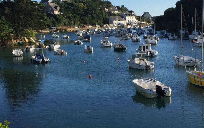 Location de vacances - Appartement à Clohars-Carnoët - le port le soir marée haute, le coucher de soleil sur le séjour