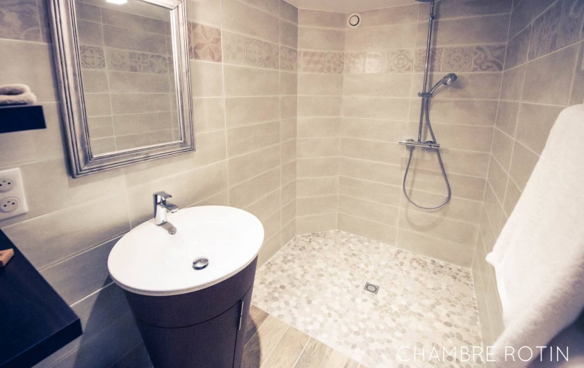 Location de vacances - Chambre d'hôtes à Sainte-Maure - Salle de bain chambre Rotin