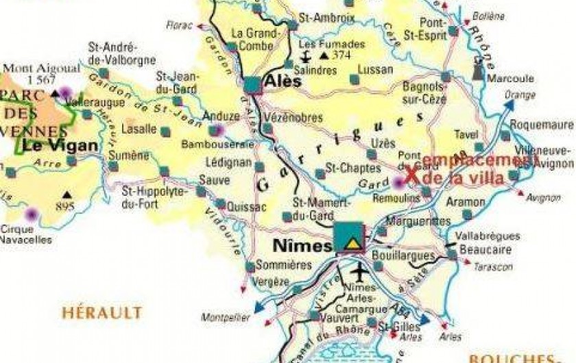 Location de vacances - Villa à Vers-Pont-du-Gard - Située entre Provence-Camargue-Cévennes. Entre mer et montagne