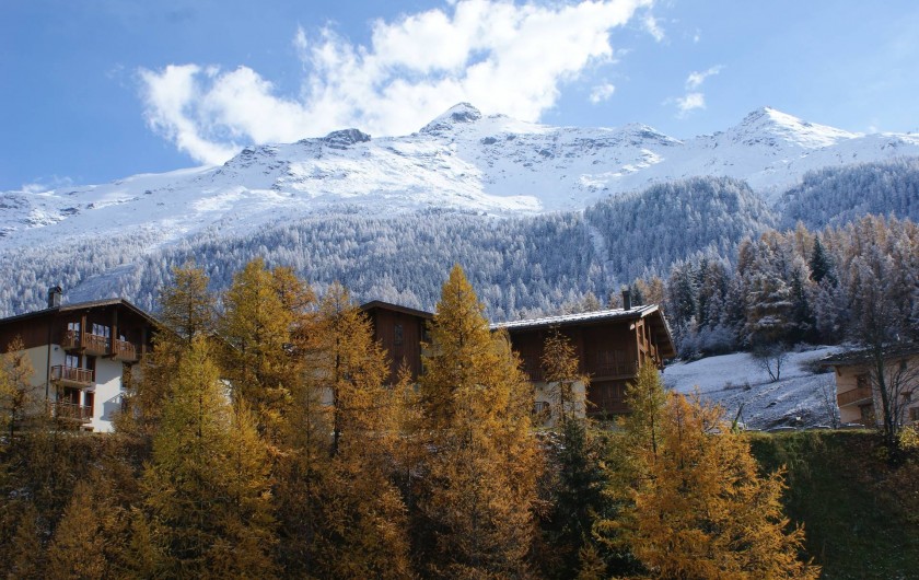 Location de vacances - Appartement à Lanslevillard - Vue de la maison, sur le domaine skiable (ski de fond, ski de piste)