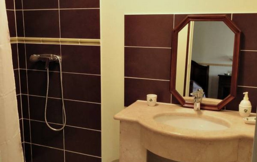 Location de vacances - Chambre d'hôtes à Andilly - La salle de bains de la chambre Vignes Vasque en marbre et douche à l'italienne