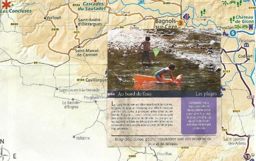 Location de vacances - Gîte à Bagnols-sur-Cèze - Bagnols sur cèze,sa  rivière sa plage  ,baignade, jeux,  détente,canoë, pêche,  