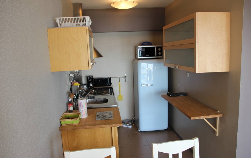 Location de vacances - Studio à Hardelot-Plage - cuisine avec four, cafetière, réfrigérateur (bac congélation), micro-onde