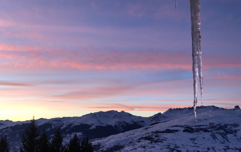 Location de vacances - Appartement à Arc 1800 - Un beau coucher de soleil de la terrasse