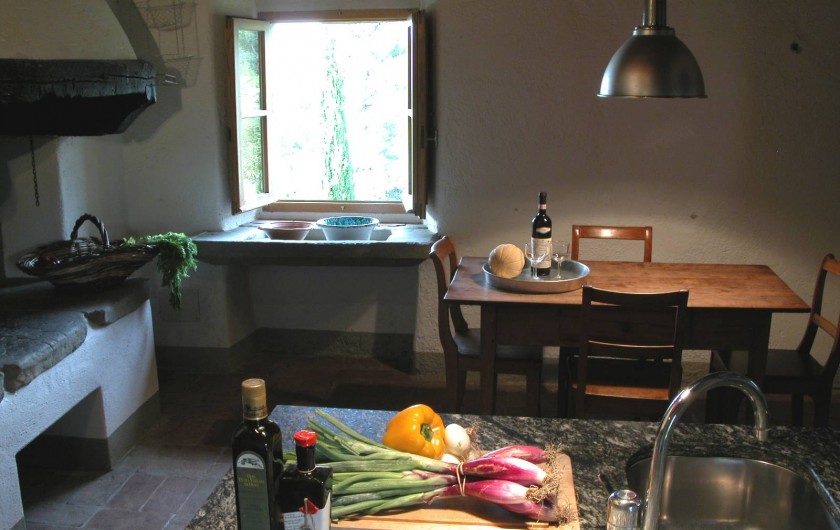 Location de vacances - Appartement à Greve in Chianti - Cuisine avec cheminé