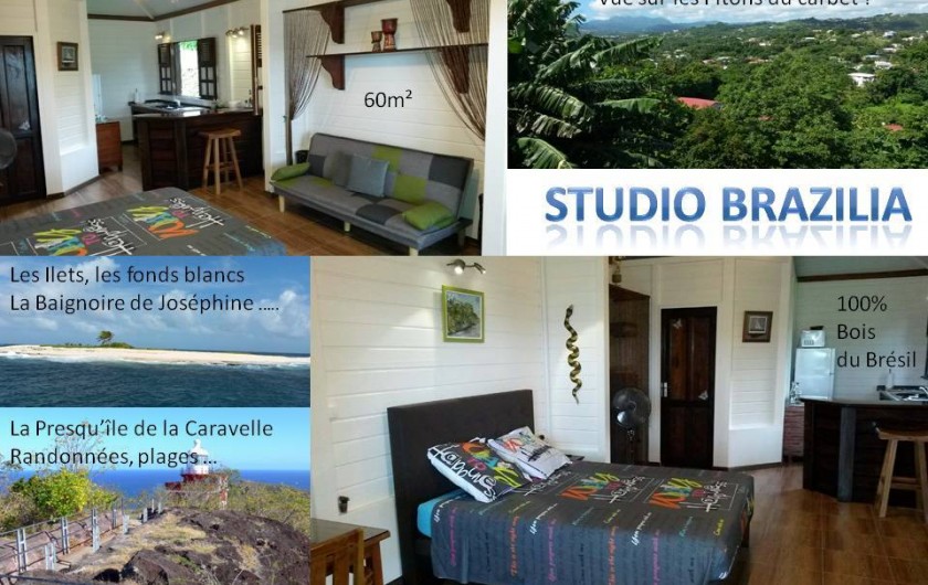 Location de vacances - Studio à Le Robert - Studio tout en bois du Brésil, 100% bois rouge. Cadre de qualité