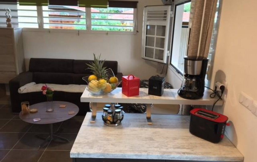 Location de vacances - Studio à Les Trois-Îlets - Vue sur le salon par la porte d'entrée