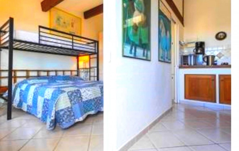 Location de vacances - Studio à Cagnes-sur-Mer - Vue cuisine et chambre du lit du studio  Francy