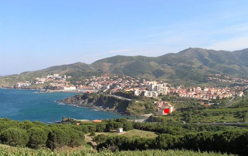 Location de vacances - Appartement à Banyuls-sur-Mer - Vue depuis les hauteurs