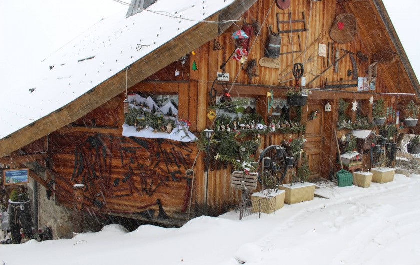 Location de vacances - Gîte à Alex - FACADE DU CHALET COTÉ ACCES AU GITE (HIVER)