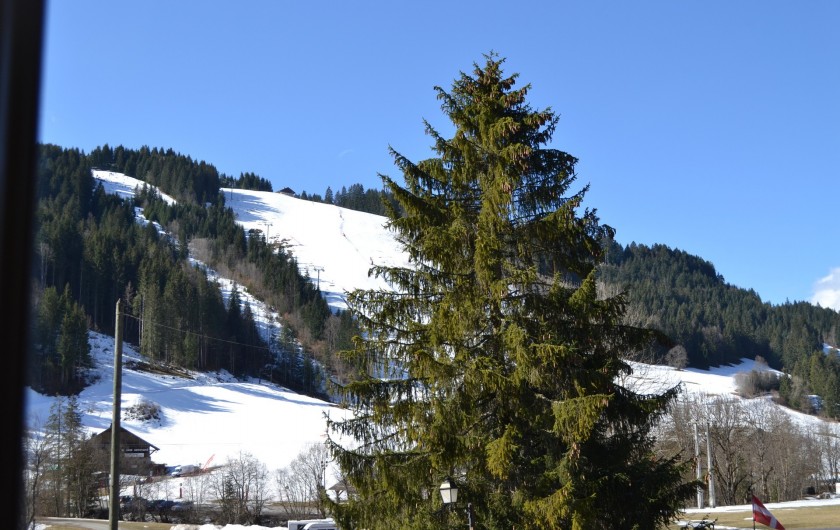 Location de vacances - Appartement à La Chapelle-d'Abondance - vue sur les pistes depuis la salle de séjour