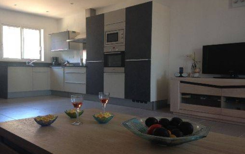 Location de vacances - Villa à Porto-Vecchio - Notre cuisine Mobalpa avec lave vaissele, congélateur, micro-ondes, four ....