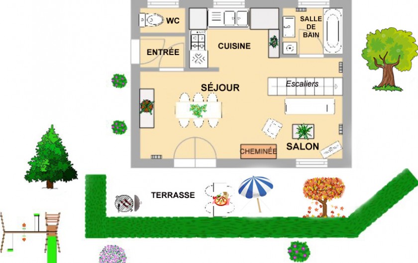 Location de vacances - Gîte à Artalens-Souin - Plan des gîtes 2,4 et 5