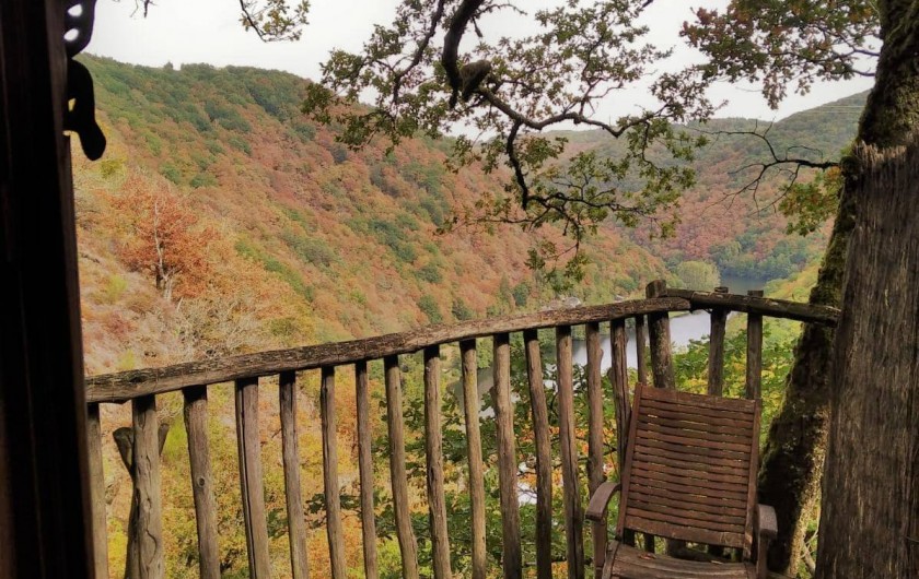Location de vacances - Chambre d'hôtes à Saint-Martial-Entraygues - Terrasse de la cabane "Epicea Souhait"