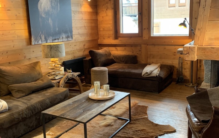 Location de vacances - Chalet à Megève - salon cheminée