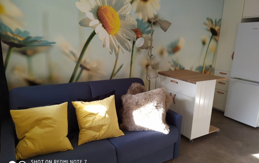 Location de vacances - Studio à Saint-Lary-Soulan - canapé-lit rapido (se replie facilement en laissant le drap housse) : 140*190