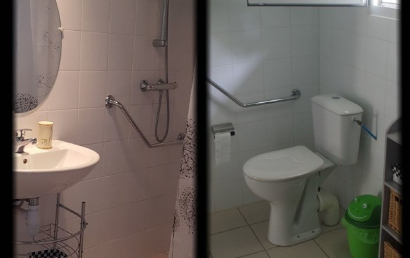 RDC : Sdb  6.00m² (douche, lavabo, WC) accessible pers. à mobilité réduite