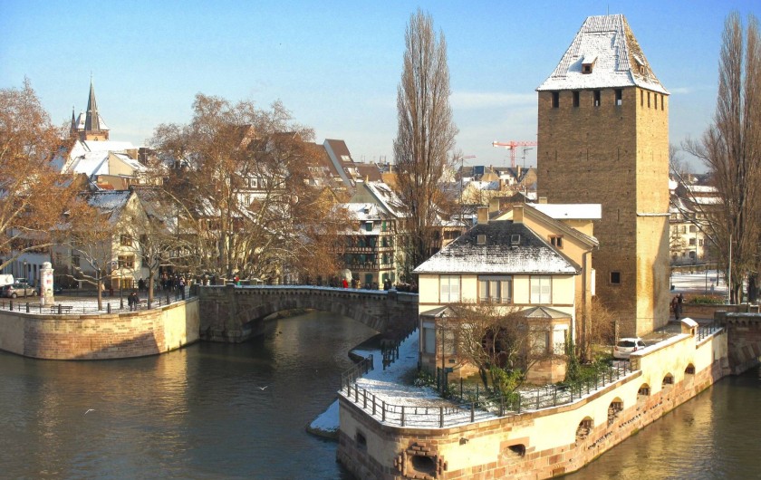 Location de vacances - Appartement à Strasbourg - La maison aux volets verts ( au centre).