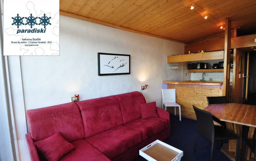 Location de vacances - Studio à Les Arcs - Séjour: canapé-lit grand confort, bar, coin repas