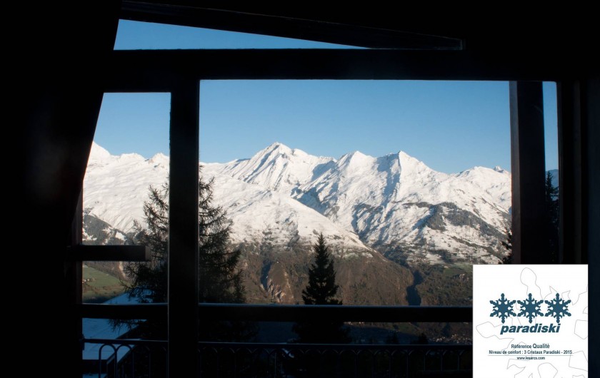 Location de vacances - Studio à Les Arcs - Baie vitrée avec vue panoramique sur les massifs environnants