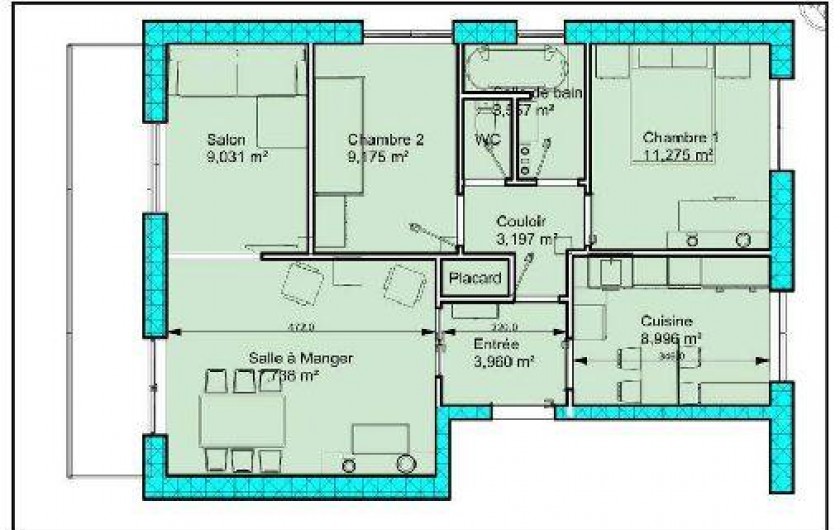 Location de vacances - Appartement à Cannes - Plan de l'appartement