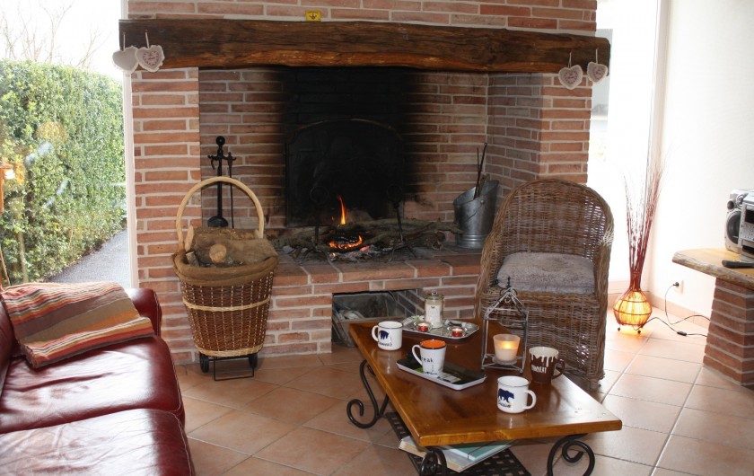 Location de vacances - Gîte à Lafrançaise - La cheminée effet dehors dedans.
