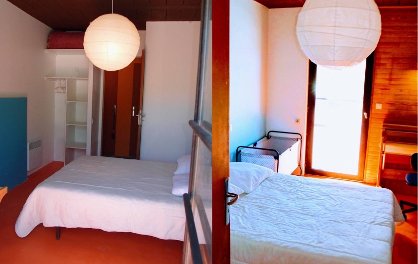 Location de vacances - Villa à Embrun - Chambre du bas: lit de 140cm, placard-penderie, bureau, lit d'appoint oud'enfant