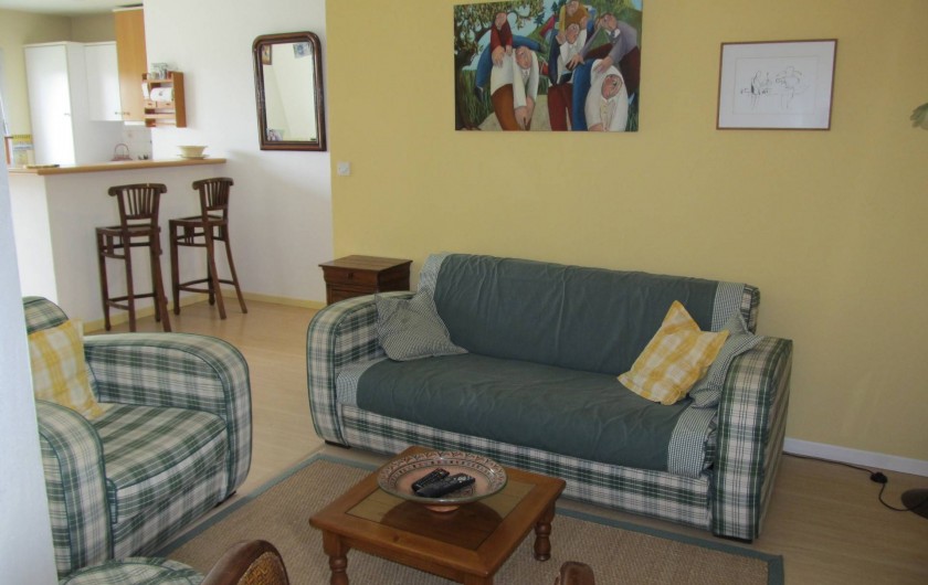 Location de vacances - Appartement à Bernières-sur-Mer - Coin salon avec canapé lit