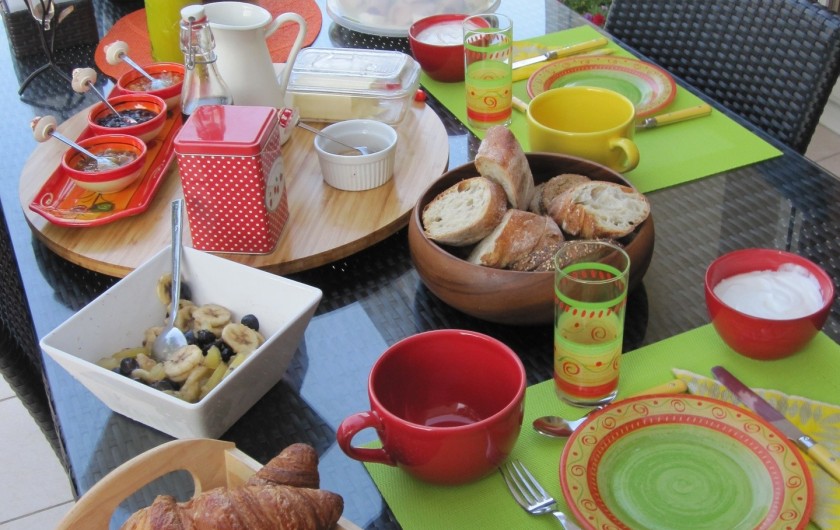 Location de vacances - Chambre d'hôtes à Soulac-sur-Mer - Soulac'Ouette - Petit-déjeuner complet en terrasse