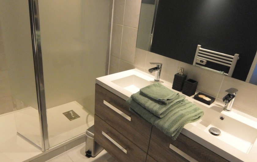 Location de vacances - Appartement à Charvonnex - salle de bain douche à l'italienne, double vasque