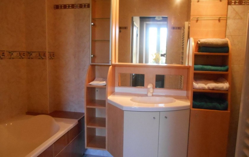 Location de vacances - Maison - Villa à Nouzerolles - salle de bain en bas; baignoire + douche séparée; salle d'eau à l'étage