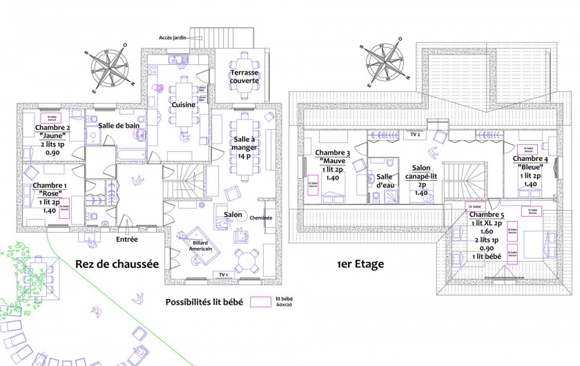 Location de vacances - Gîte à Autun - RDC & 1er étage Possibilité lits bébés dans toutes les chambres
