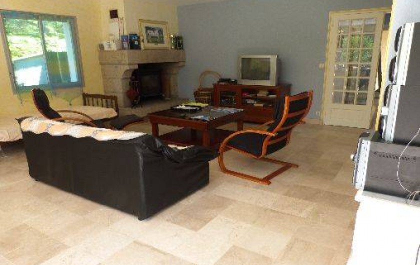 Location de vacances - Maison - Villa à Névez - salon avec cheminée