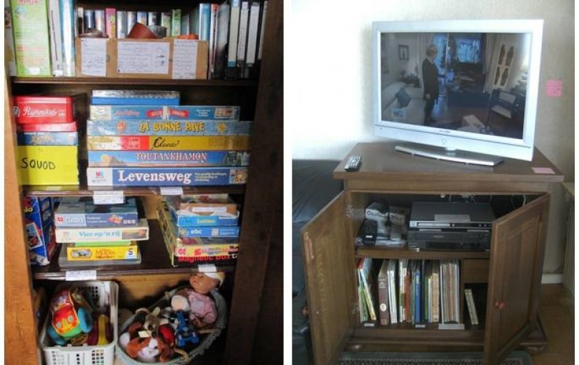 Location de vacances - Appartement à Ostende - Armoire à jouets et jeux de société + Télé à écran plat +Films DVD + BD + Livres