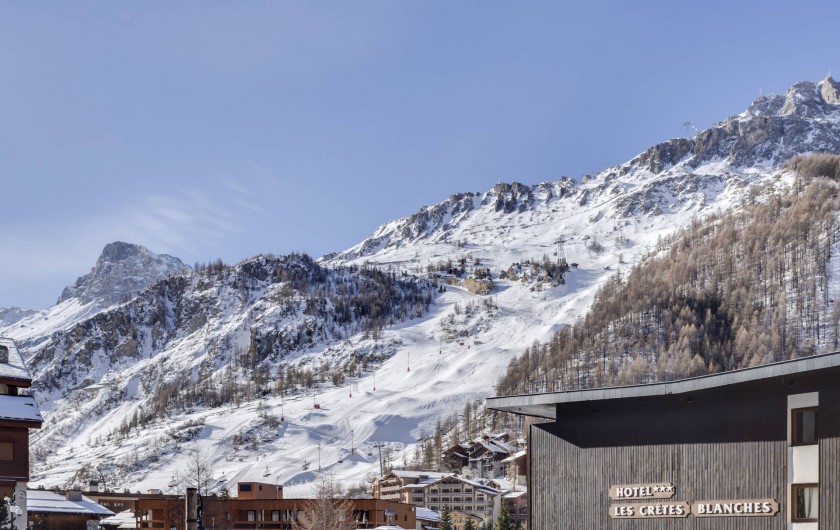 Location de vacances - Appartement à Val-d'Isère - Vue depuis le Balcon en Hiver coté Sud Ouest