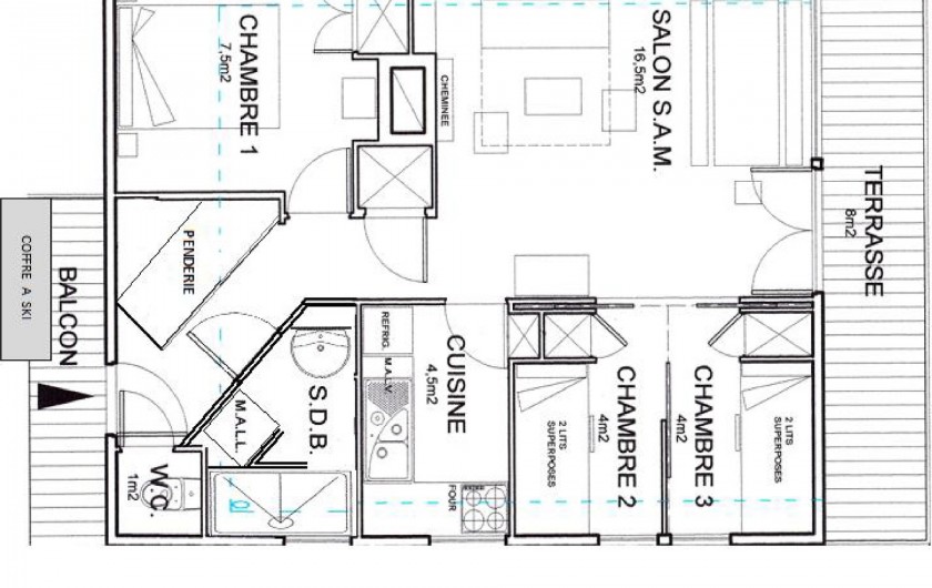 Location de vacances - Chalet à Saint-Lary-Soulan - Plan  logement