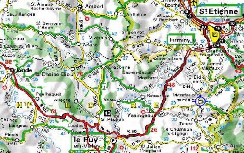 Location de vacances - Gîte à Raucoules - Situation:45km du Puy en Velay et45km de St Etienne