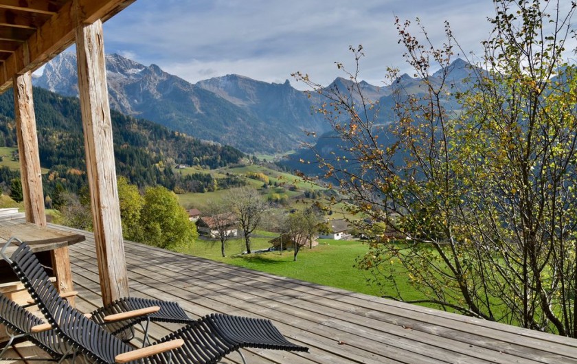 Location de vacances - Chalet à Manigod - Vue Sud  terrasse rez-de-jardin
