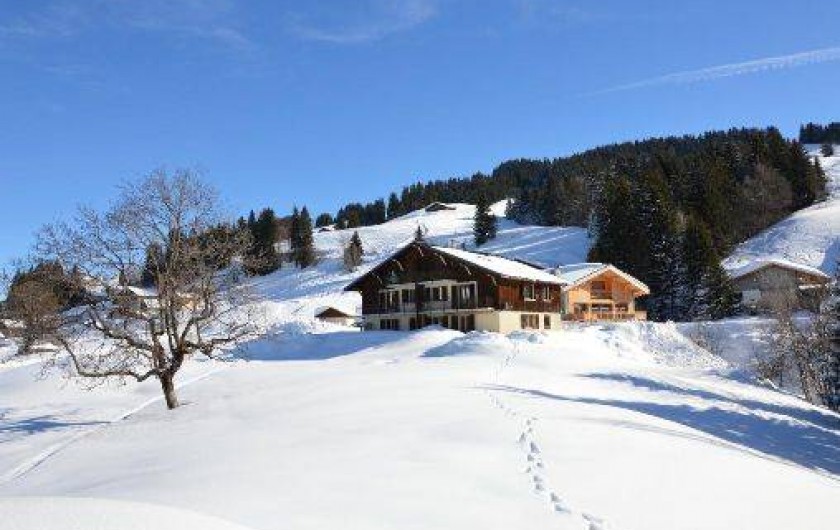 Location de vacances - Chalet à Crest-Voland - Vue depuis l'aval hiver