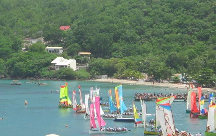 Location de vacances - Appartement à Les Anses-d'Arlet - Départ de course de yole (vue de la Résidence Batterie)