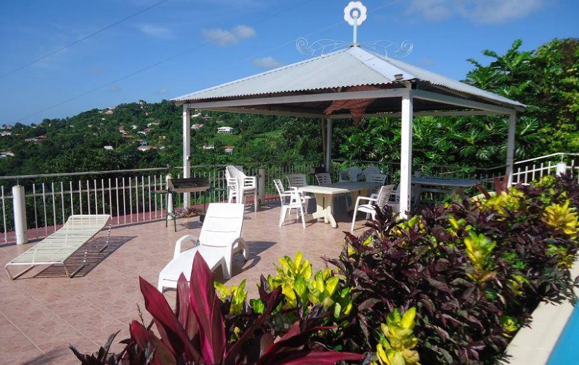 Location de vacances - Gîte à Sainte-Luce - la terrasse de la piscine et son carbet