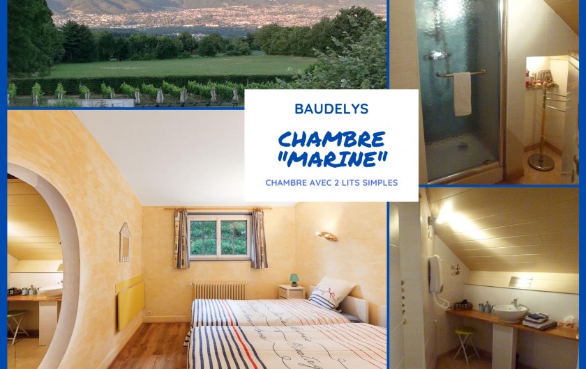 Location de vacances - Chambre d'hôtes à Pont-de-Larn - Chambre "Marine" avec 2 lits simples (90 X 200)