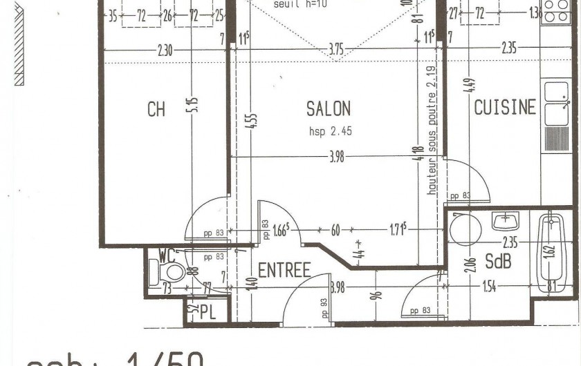 Location de vacances - Appartement à Perros-Guirec - Plan de l'appartement