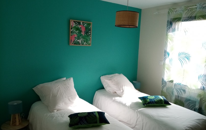 Location de vacances - Villa à Saint-Thomas - Chambre verte avec lit en 160 ou 2 lits en 80, exposée est