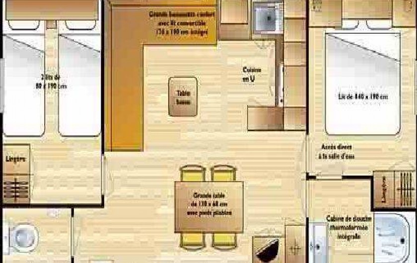 Location de vacances - Bungalow - Mobilhome à Saint-Florent - Plan intérieur MH