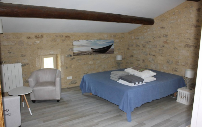Location de vacances - Mas à Castillon-du-Gard - Chambre 3, 2è étage, vue ouest sur vignoble et garrigue